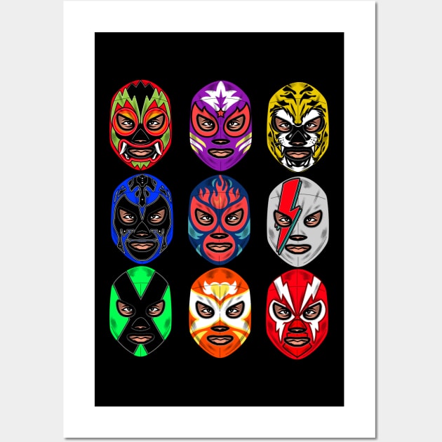 Lucha Libre Mexican Masks Wall Art by inkonfiremx